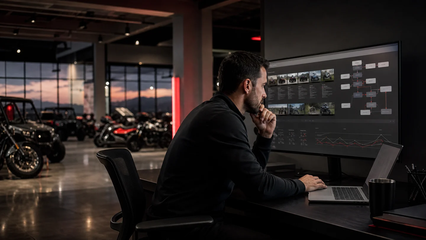 Marketing specialist auditing an inventory website journey in a dealership